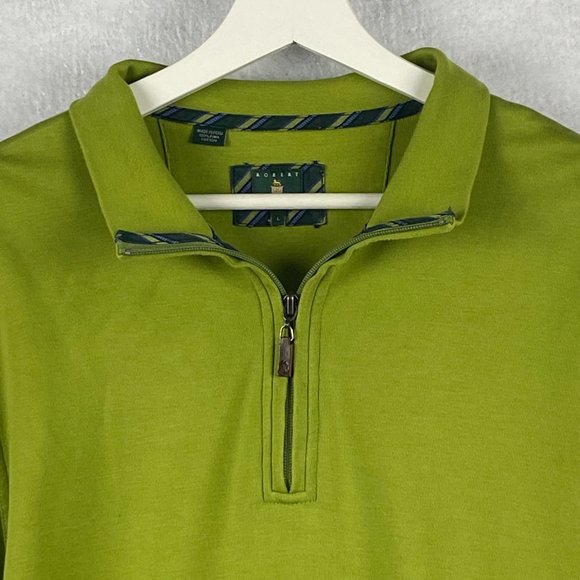 Robert Talbott Sweatshirt Adult L 1/4‎ Zip Green Pullover Pima Cotton Mens Polo - Picture 6 of 15